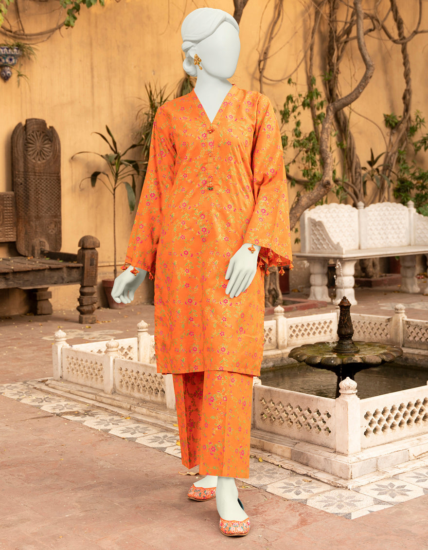 Lawn Orange 2 Piece Unstitched Suit - J. Junaid Jamshed