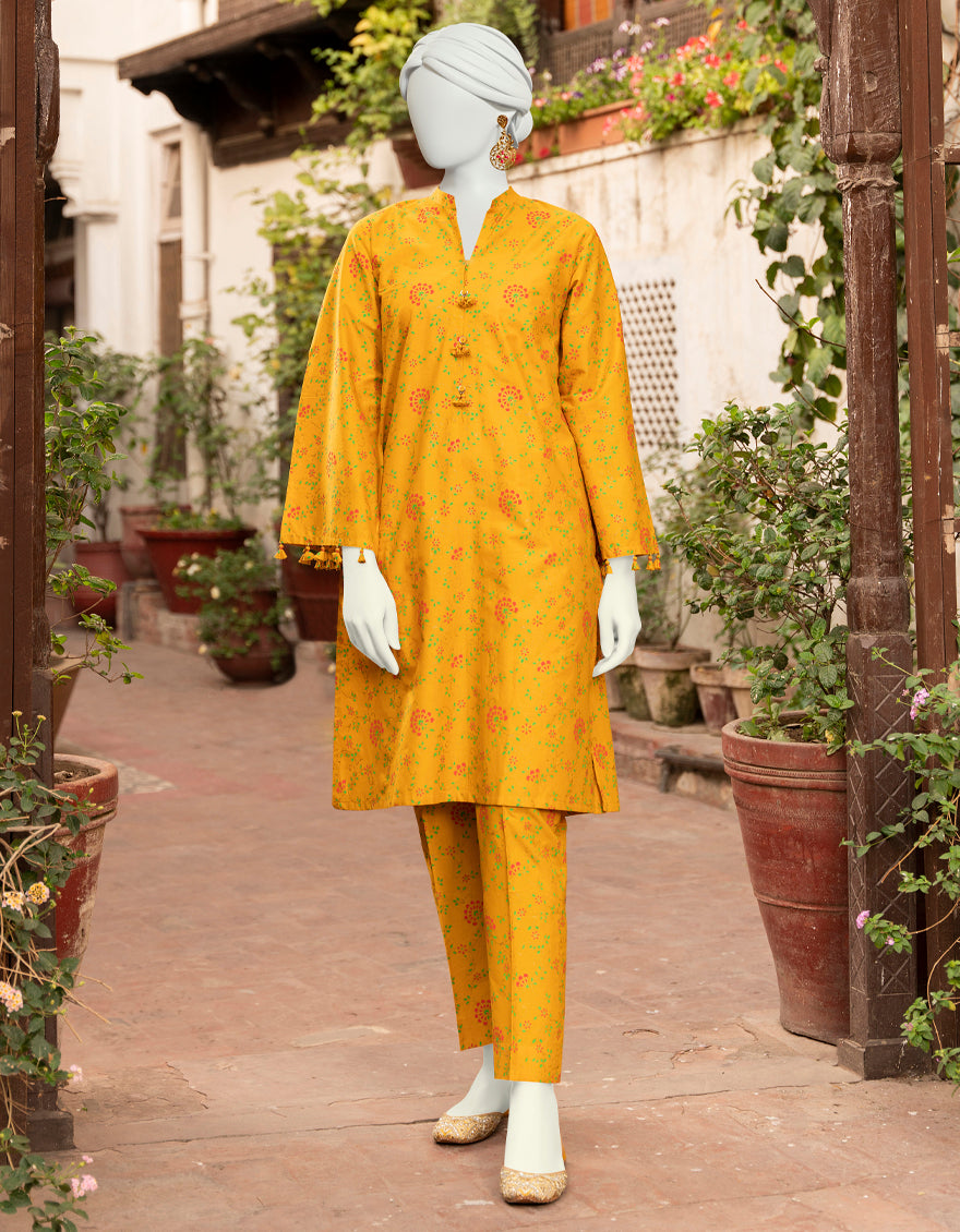 Lawn Yellow 2 Piece Unstitched Suit - J. Junaid Jamshed
