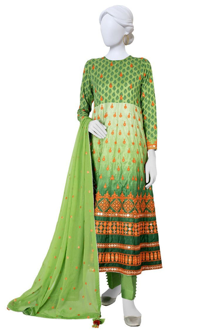 Raw Silk Green 3 Piece Suit - J. Junaid Jamshed