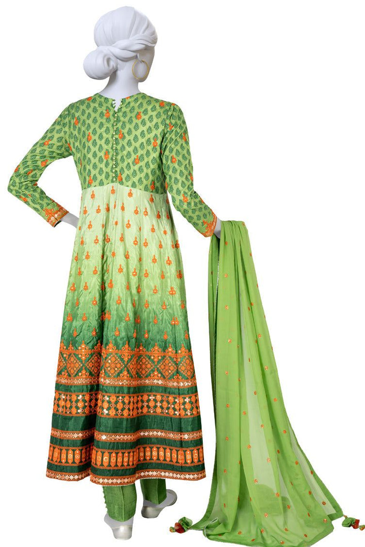 Raw Silk Green 3 Piece Suit - J. Junaid Jamshed
