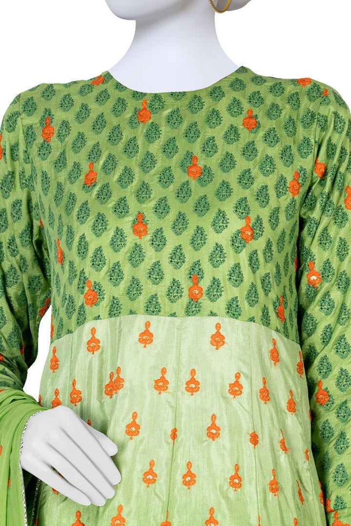 Raw Silk Green 3 Piece Suit - J. Junaid Jamshed