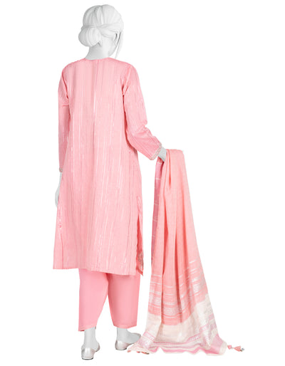Jacquard Pink 3 Piece Suit - J. Junaid Jamshed