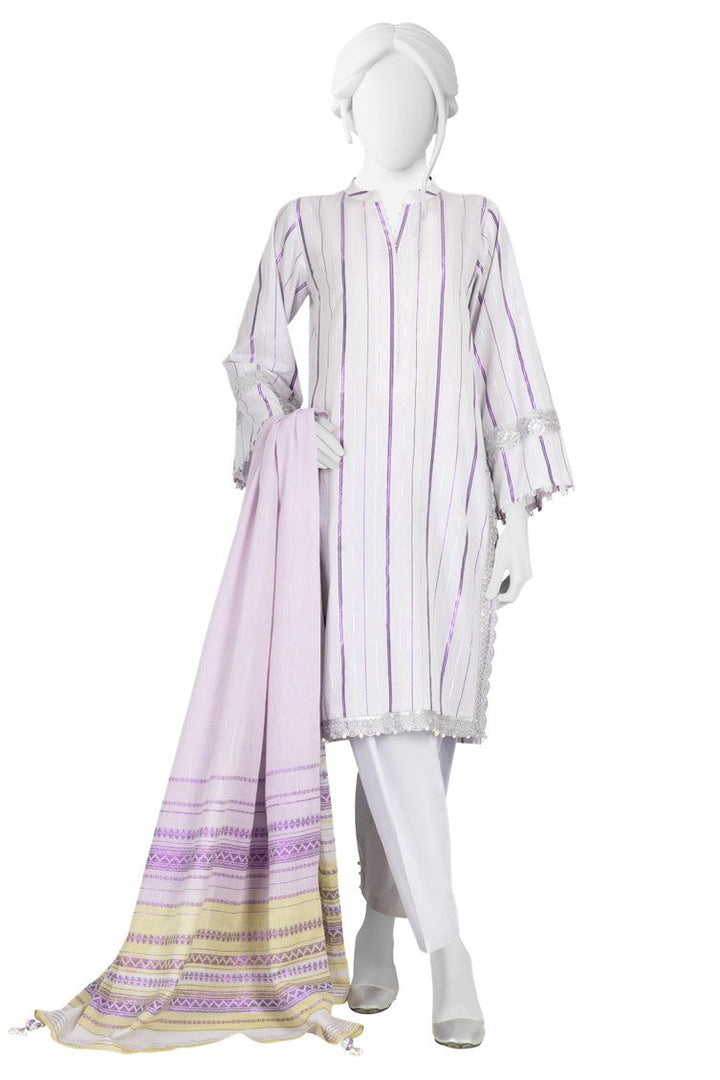 Jacquard Purple 3 Piece Suit - J. Junaid Jamshed