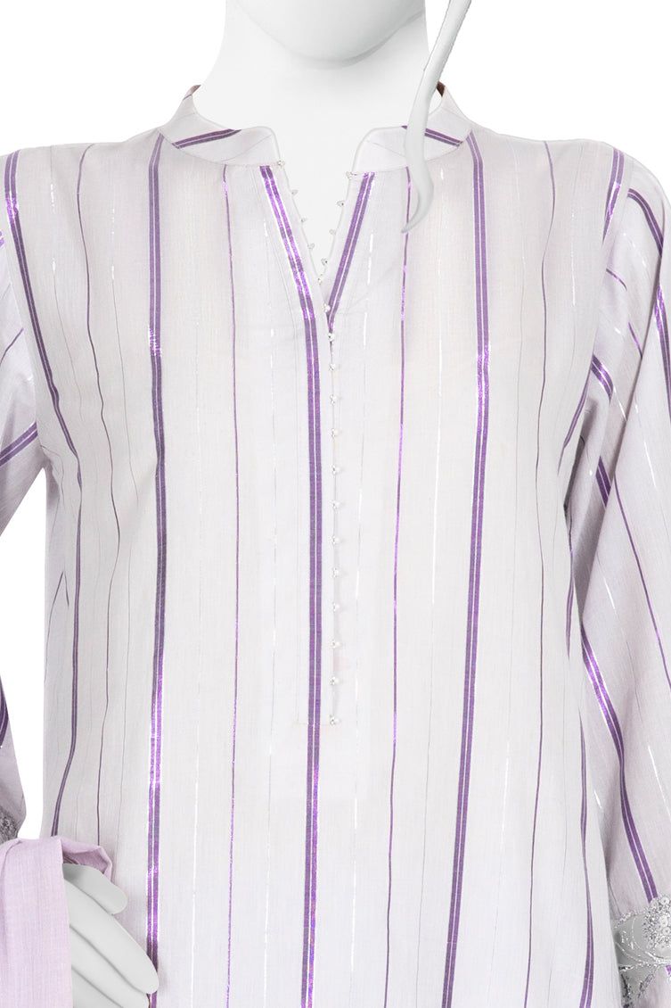Jacquard Purple 3 Piece Suit - J. Junaid Jamshed