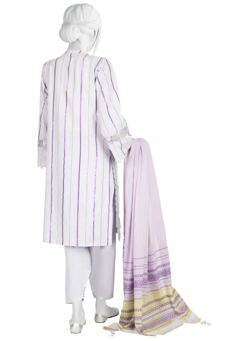 Jacquard Purple 3 Piece Suit - J. Junaid Jamshed