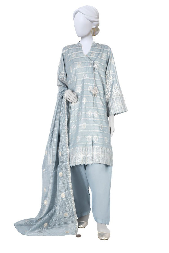 Lawn Blue 3 Piece Suit - J. Junaid Jamshed