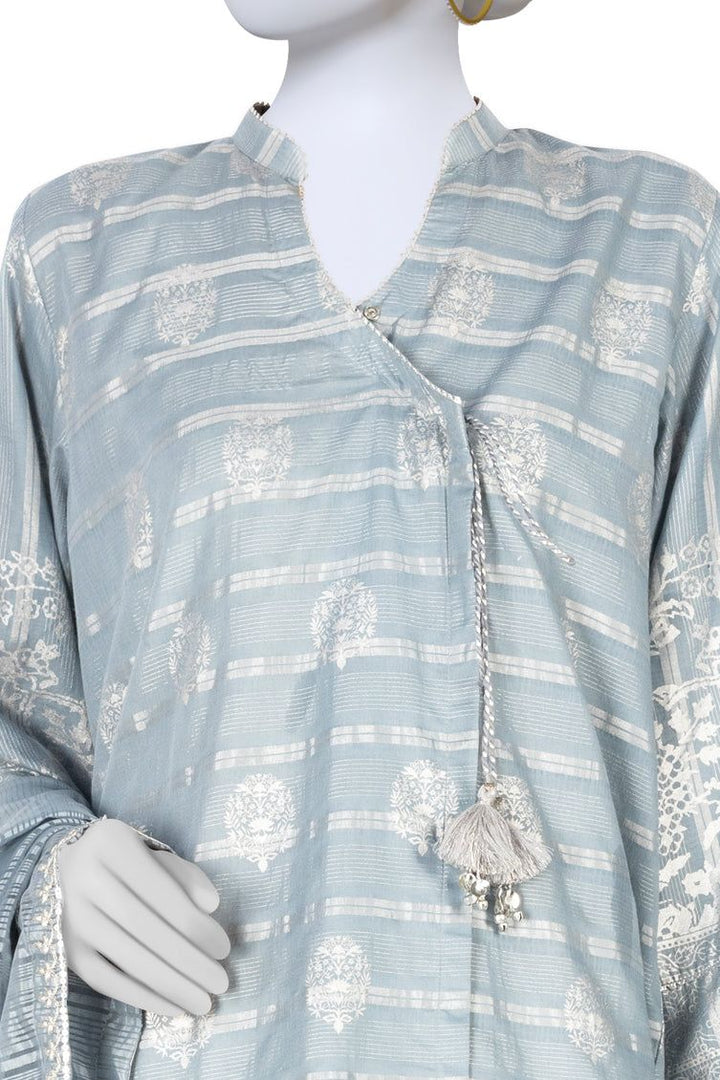 Lawn Blue 3 Piece Suit - J. Junaid Jamshed