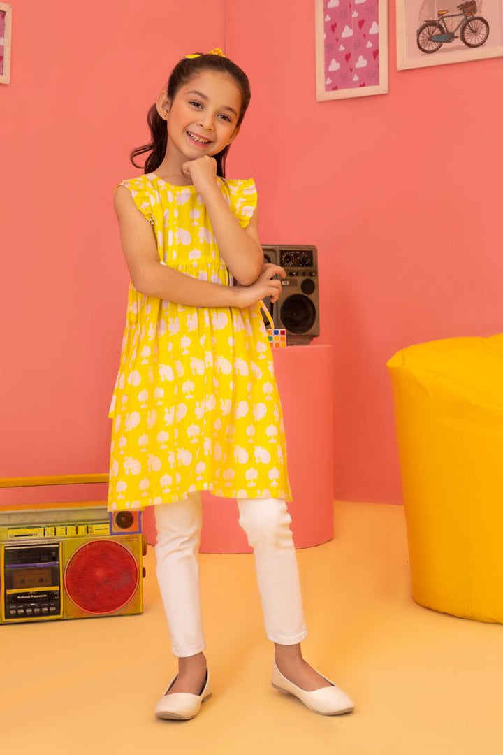Lawn Yellow Girls Kurti - J. Junaid Jamshed