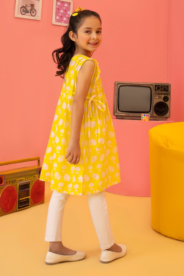 Lawn Yellow Girls Kurti - J. Junaid Jamshed