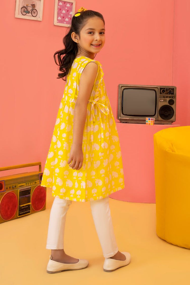 Lawn Yellow Girls Kurti - J. Junaid Jamshed