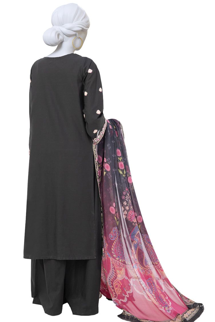 Lawn Black 3 Piece Suit - J. Junaid Jamshed