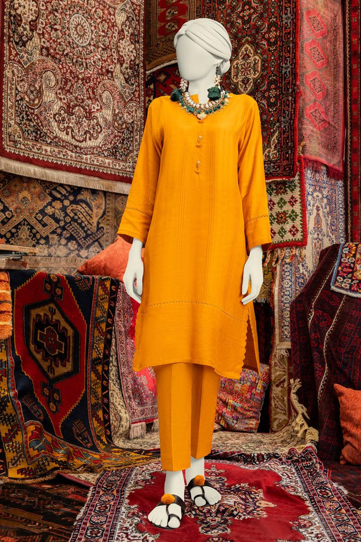 Dobby Yellow Kurti - J. Junaid Jamshed