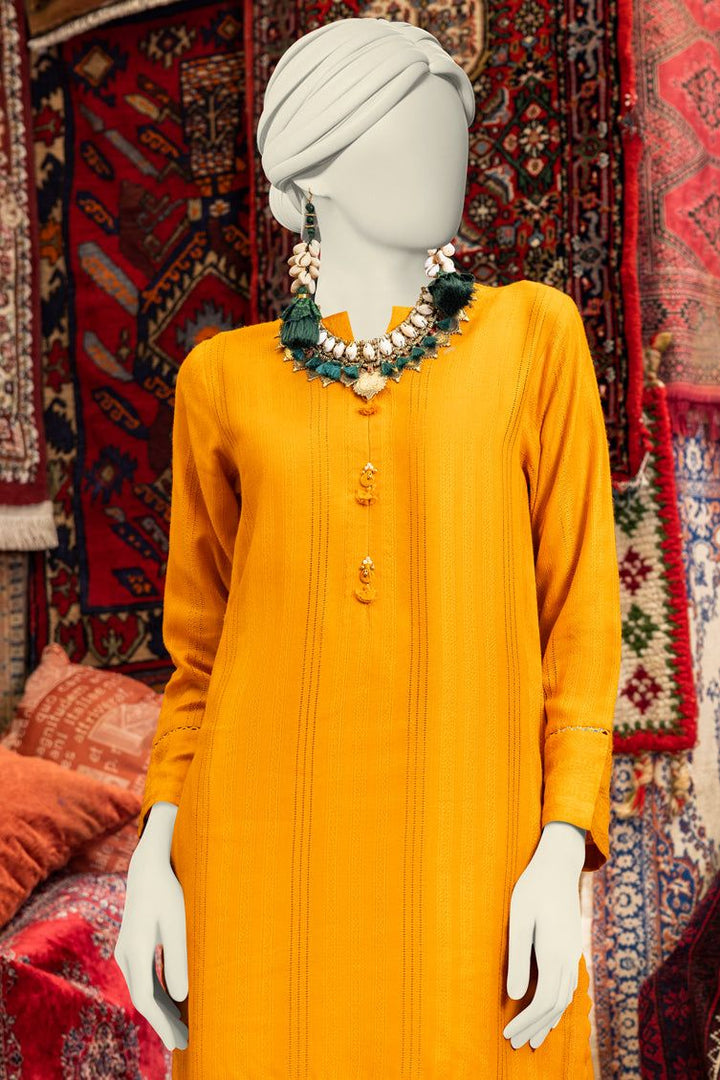 Dobby Yellow Kurti - J. Junaid Jamshed