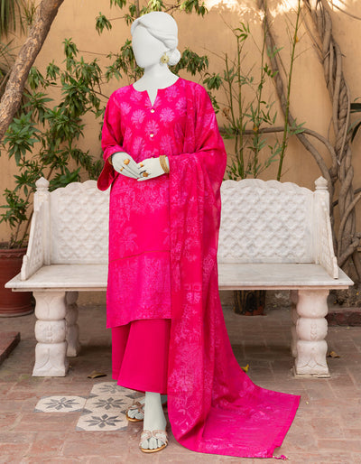 Raw Silk Pink 3 Piece Suit - J. Junaid Jamshed