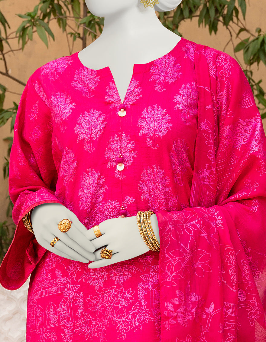 Raw Silk Pink 3 Piece Suit - J. Junaid Jamshed