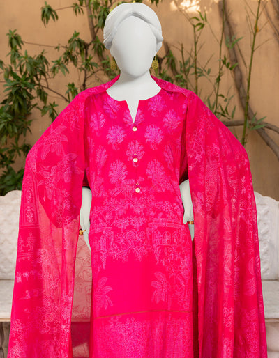 Raw Silk Pink 3 Piece Suit - J. Junaid Jamshed