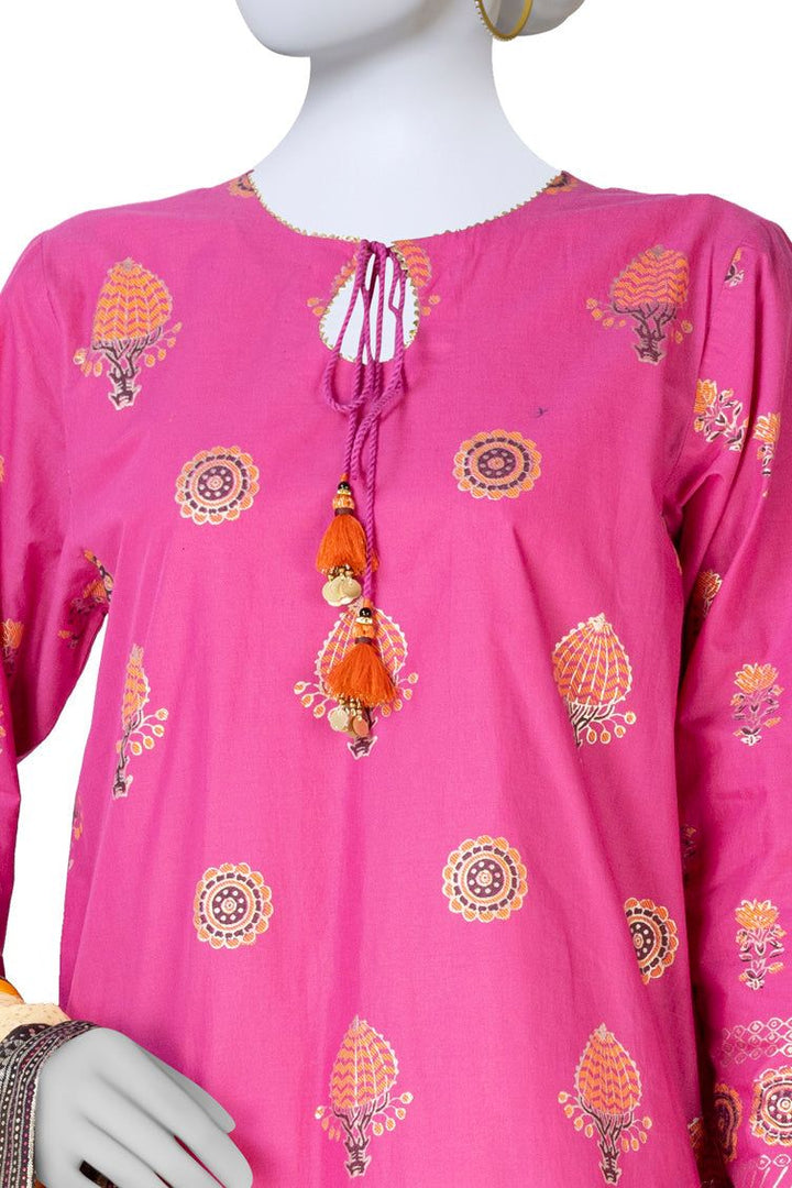 Lawn Pink 3 Piece Suit - J. Junaid Jamshed