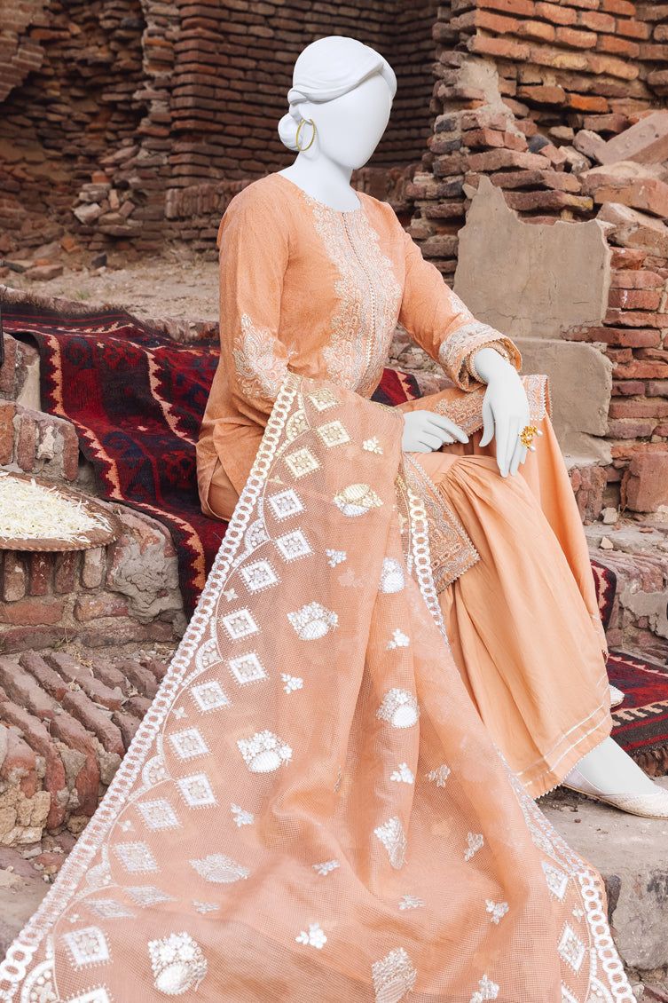 Lawn Peach 3 Piece Suit - J. Junaid Jamshed