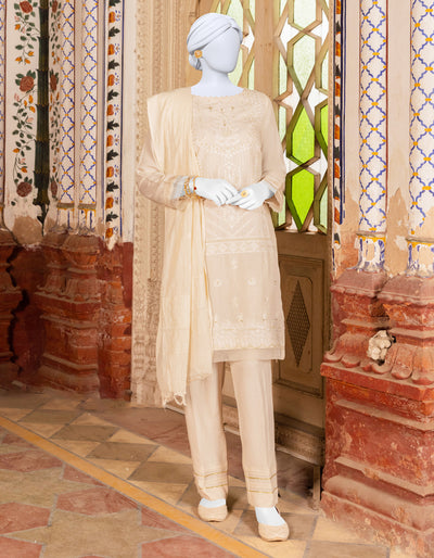 Raw Silk Off-white 3 Piece Suit - J. Junaid Jamshed