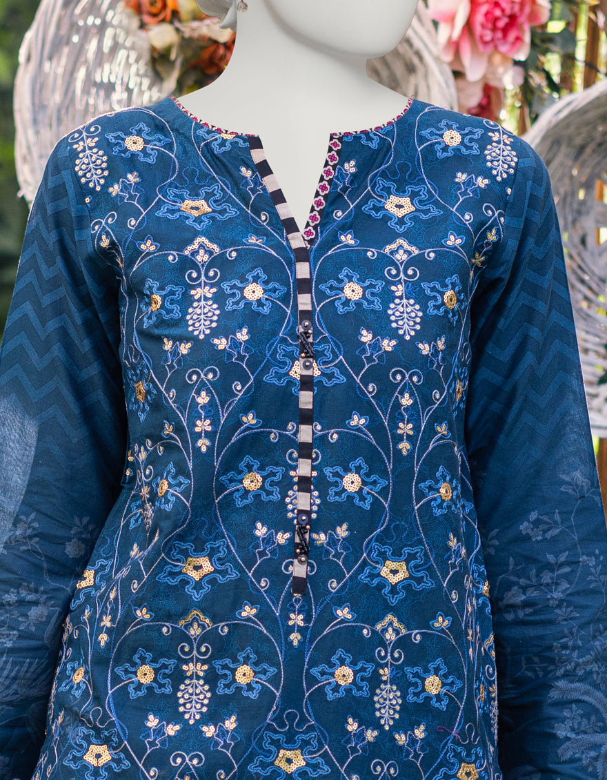 Cambric Blue 3 Piece Suit - J. Junaid Jamshed