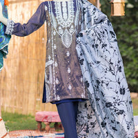 Zari Navy Blue 3 Piece Suit - J. Junaid Jamshed