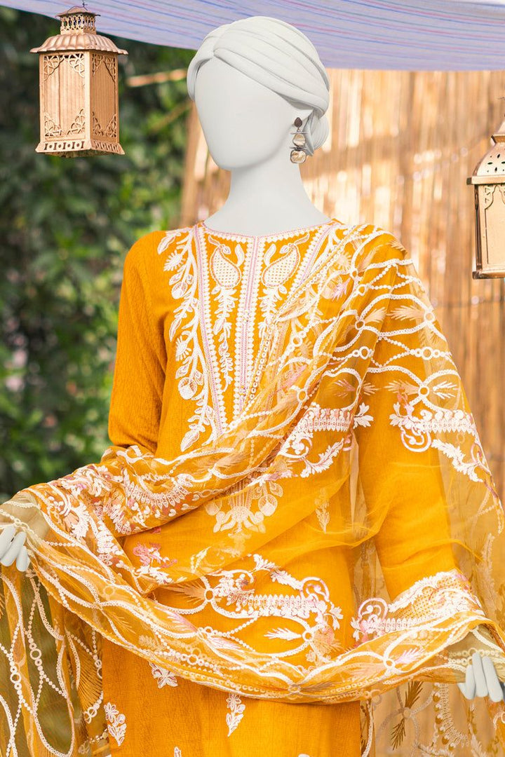 Cotton Dobby Mustard 3 Piece Suit - J. Junaid Jamshed