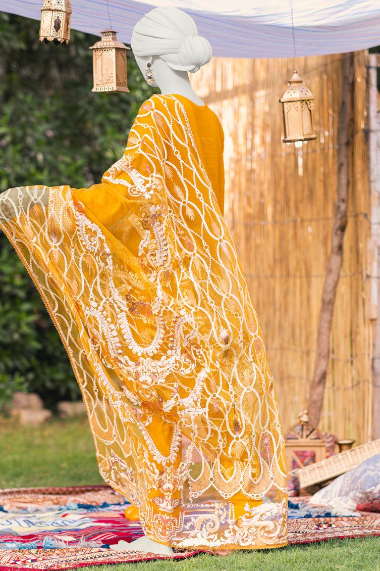 Cotton Dobby Mustard 3 Piece Suit - J. Junaid Jamshed
