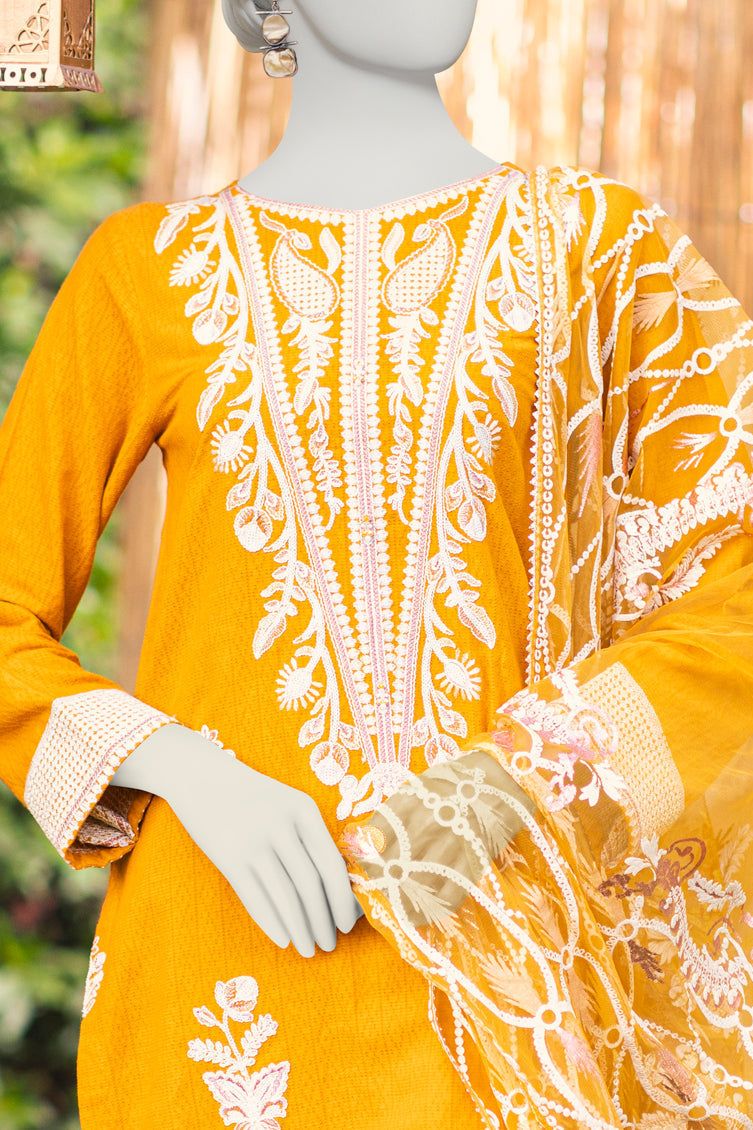 Cotton Dobby Mustard 3 Piece Suit - J. Junaid Jamshed
