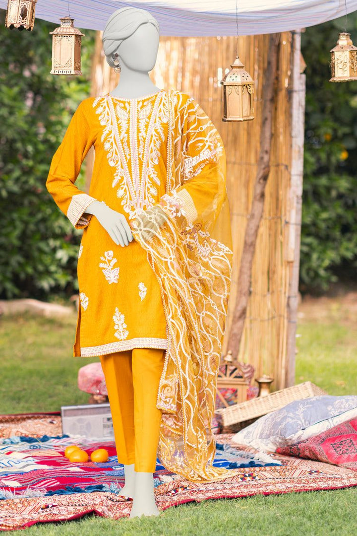 Cotton Dobby Mustard 3 Piece Suit - J. Junaid Jamshed