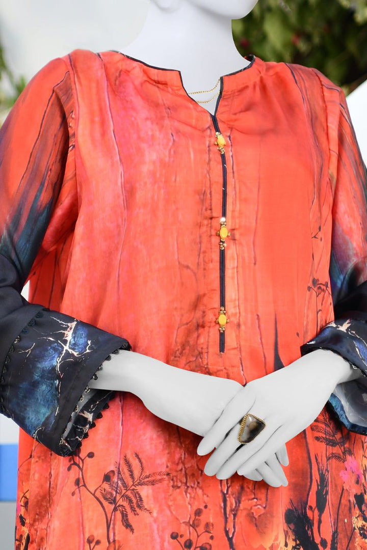 Silk Orange Kurti - J. Junaid Jamshed