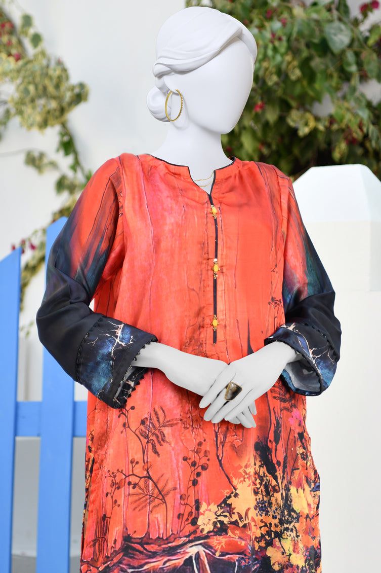 Silk Orange Kurti - J. Junaid Jamshed