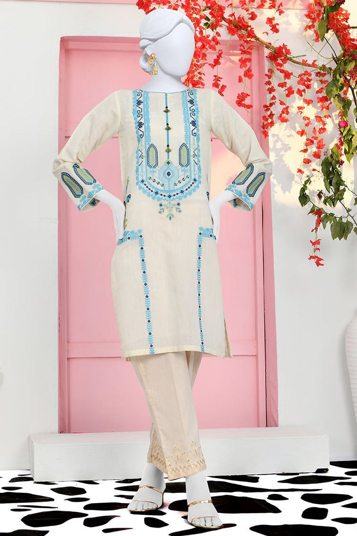 Paper Cotton Off White Kurti - J. Junaid Jamshed