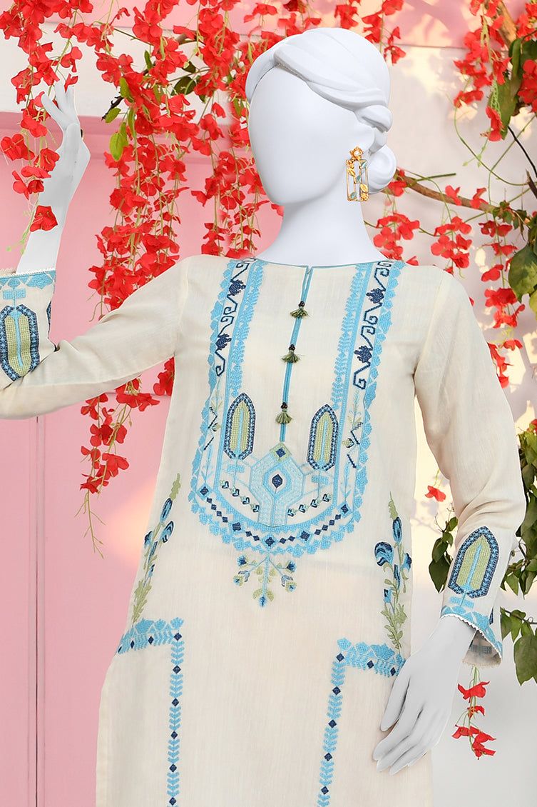 Paper Cotton Off White Kurti - J. Junaid Jamshed