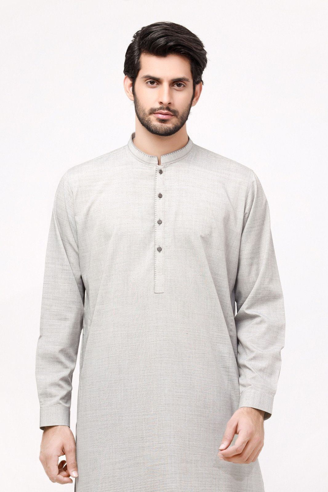 Poly Viscose Aish Grey Kameez Shalwar - Edenrobe
