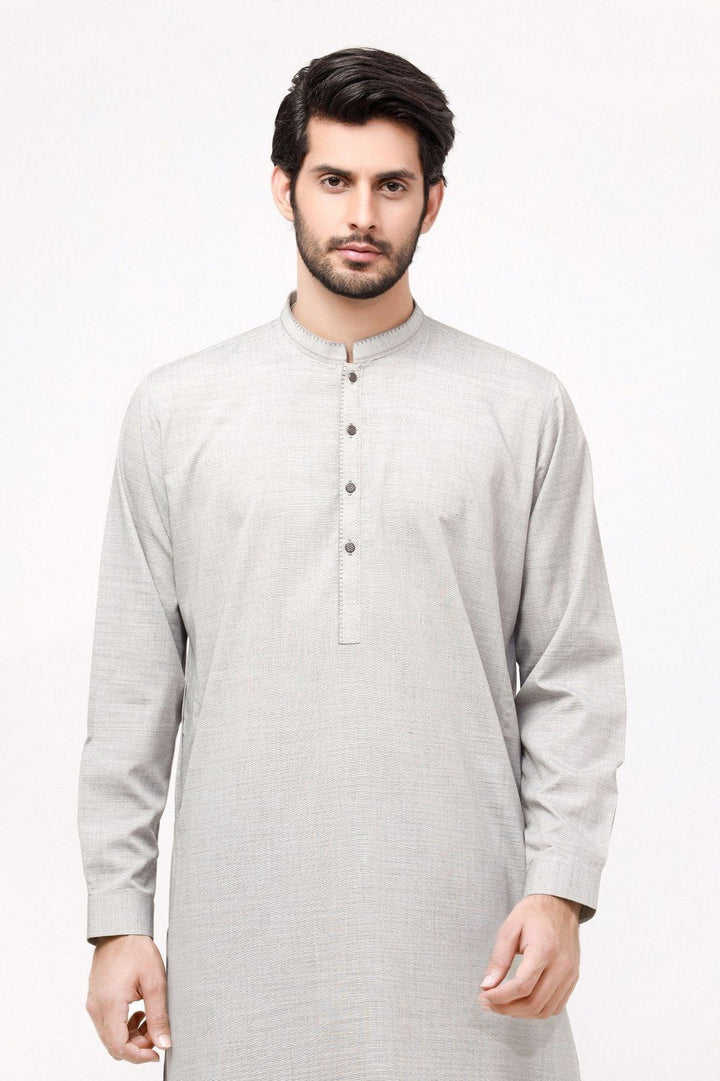 Poly Viscose Aish Grey Kameez Shalwar - Edenrobe