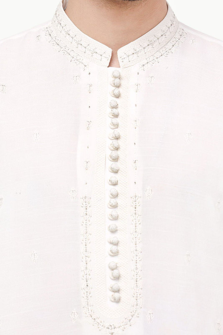 Off White Kameez Shalwar - Edenrobe