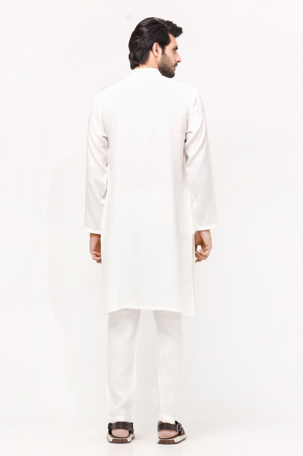 Off White Kameez Shalwar - Edenrobe