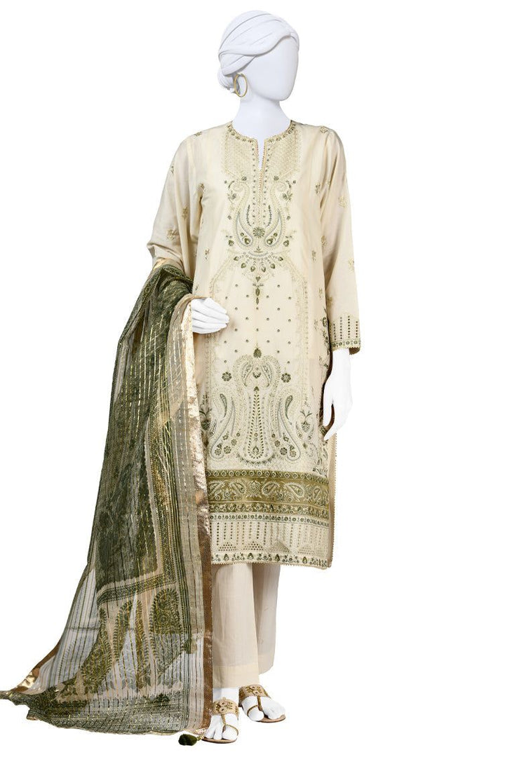 Lawn Brown 3 Piece Stitched Suit - J. Junaid Jamshed