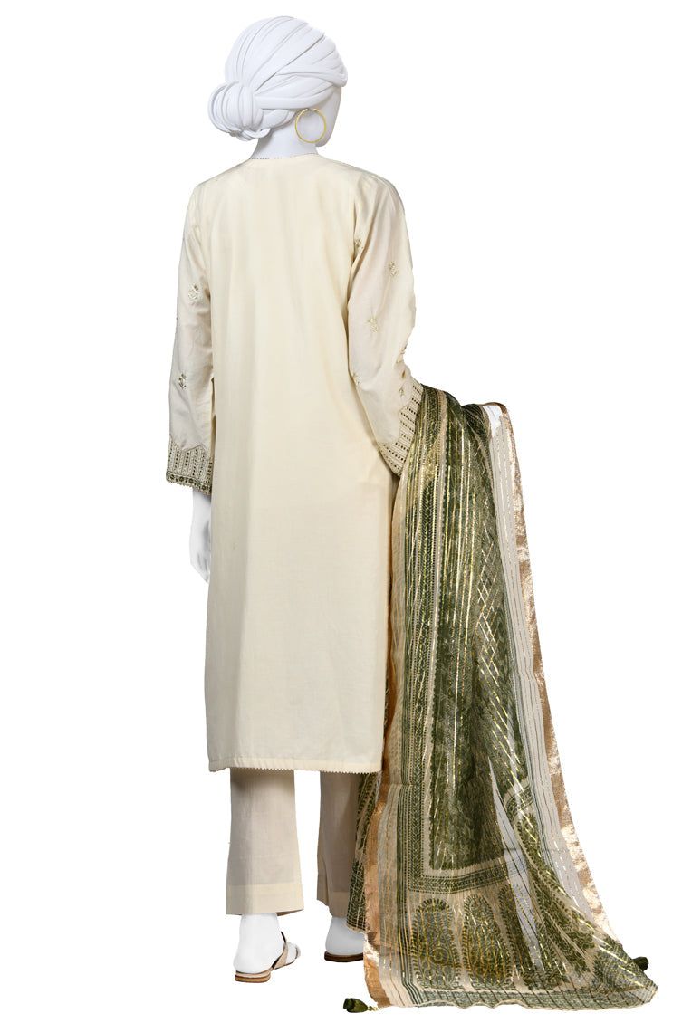 Lawn Brown 3 Piece Stitched Suit - J. Junaid Jamshed