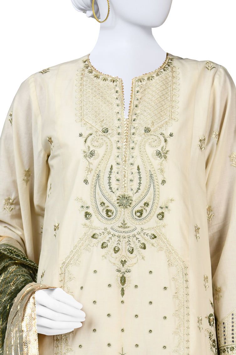 Lawn Brown 3 Piece Stitched Suit - J. Junaid Jamshed