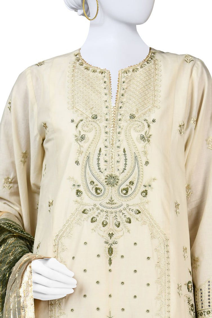 Lawn Brown 3 Piece Stitched Suit - J. Junaid Jamshed
