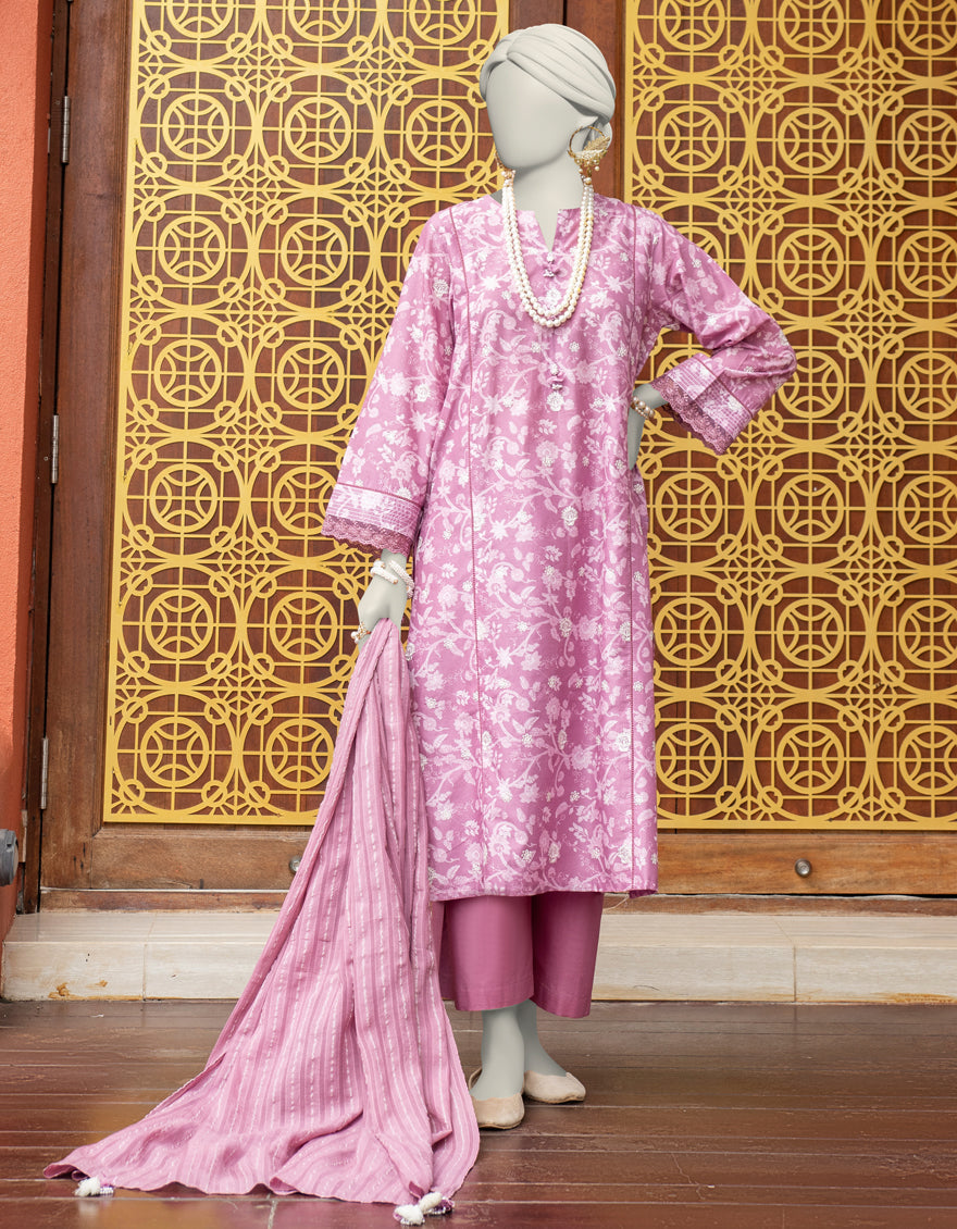 Lawn Pink Unstitched 3 Piece Suit - J. Junaid Jamshed