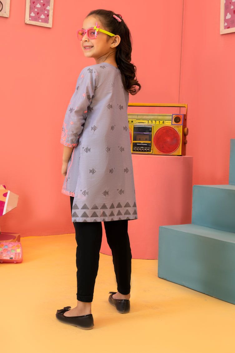 Lawn Grey Girls Kurti - J. Junaid Jamshed