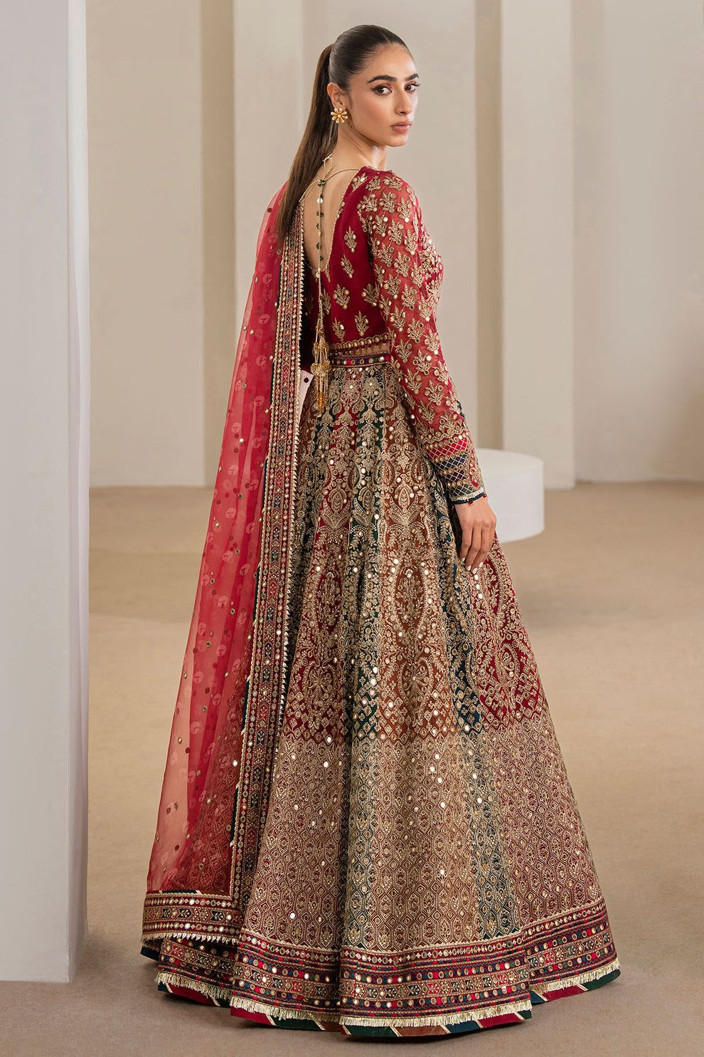 Embroidered Chiffon Red 3 Piece Unstitched Suit - Jazmin