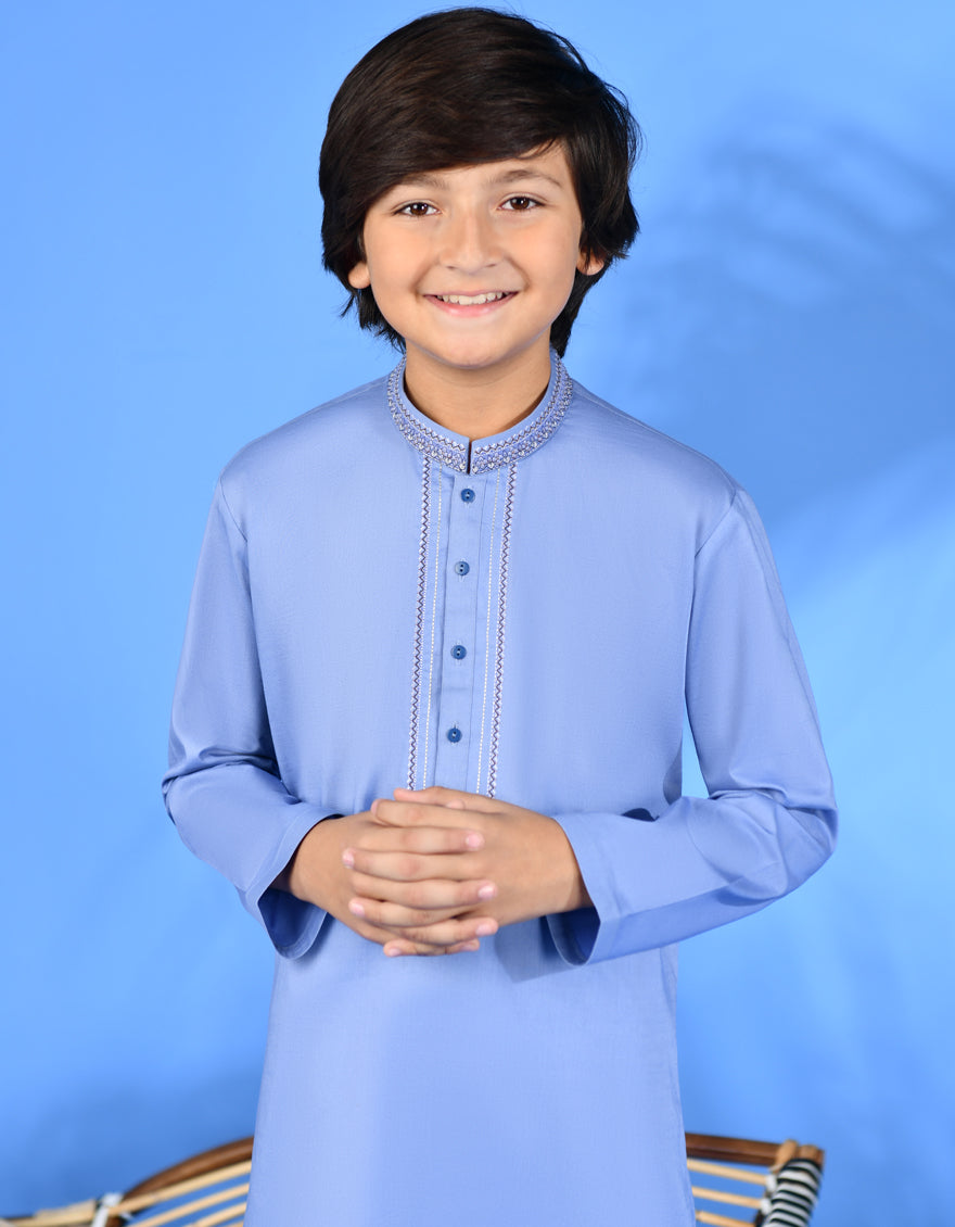 Cotton Sky Blue Shalwar Kameez - J. Junaid Jamshed