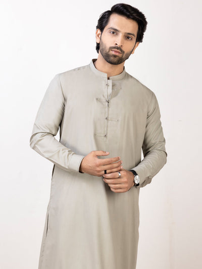 Polyester Viscose Khaki Grey Kameez Shalwar - Almirah