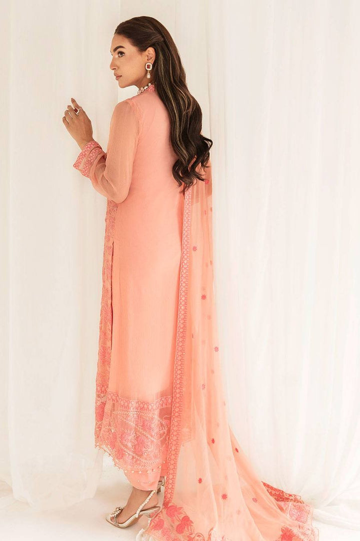 Peach 3 Piece Suit - Khas Luxury Chiffon