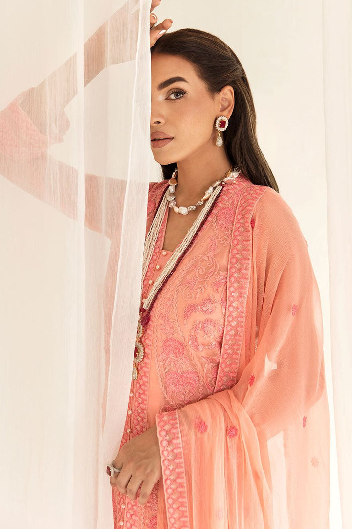 Peach 3 Piece Suit - Khas Luxury Chiffon