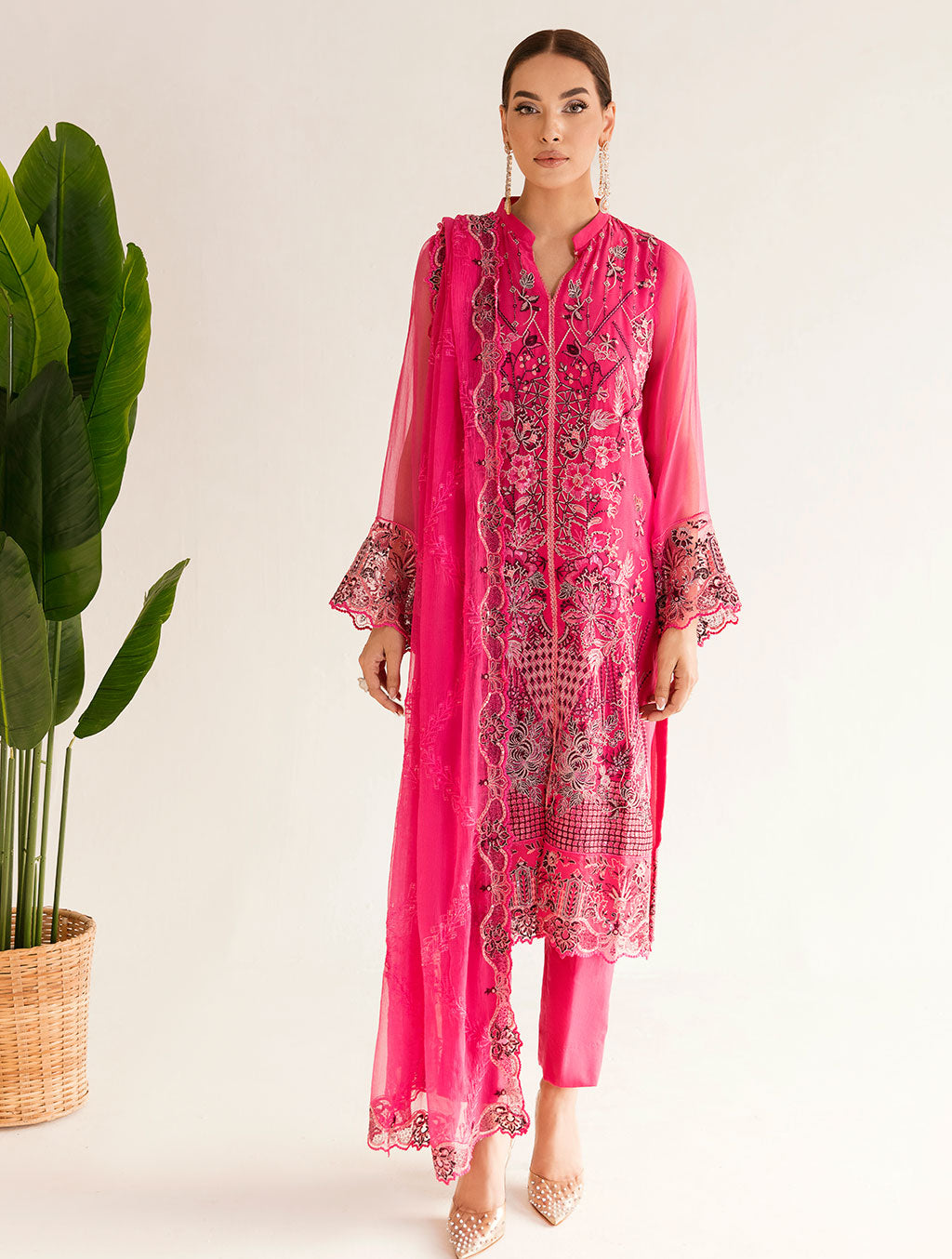 Pink 3 Piece Suit - Khas Luxury Chiffon