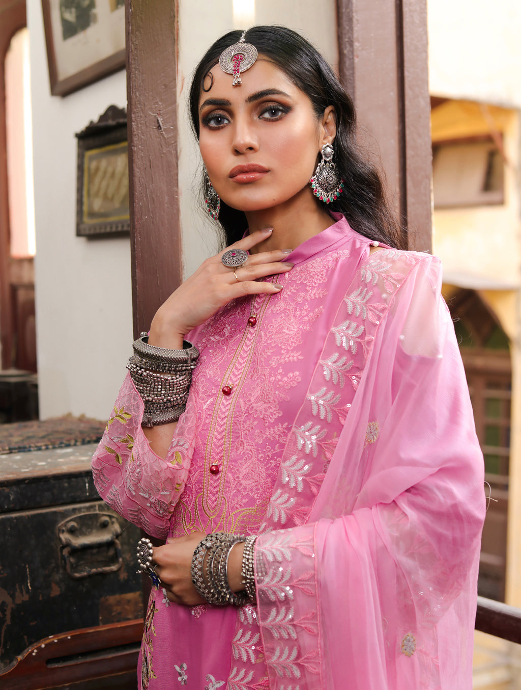 Embroidered Lawn  Pink 3 Piece Suit - Khas
